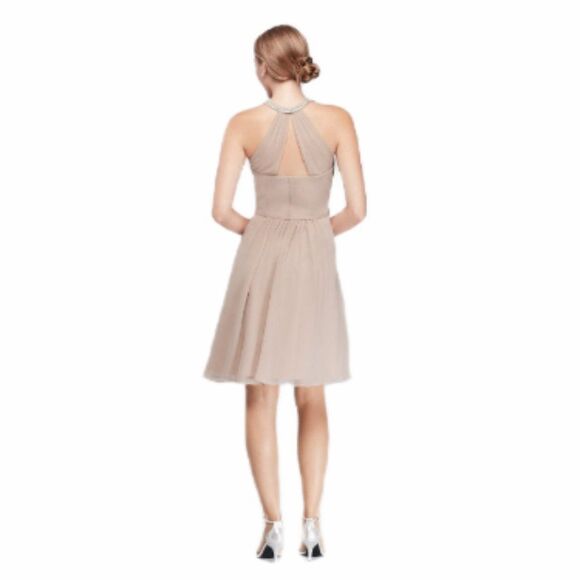 David’s Bridal Short Maroon Chiffon Dress Beaded Sangria Size 4 - Picture 12 of 13